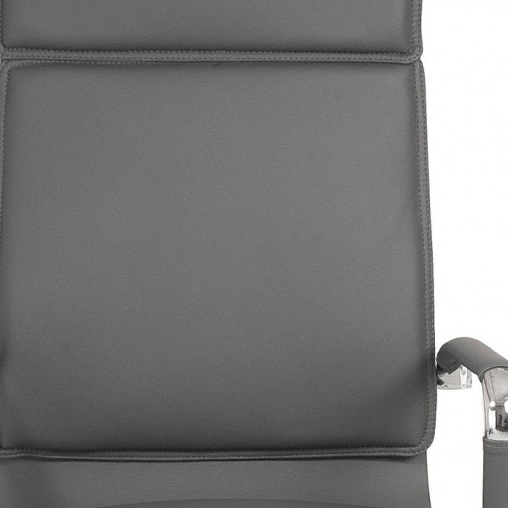 Gray and Silver Adjustable Swivel Faux Leather Rolling Executive Office Chair