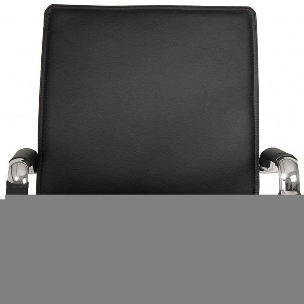 Black and Silver Adjustable Swivel Faux Leather Rolling Conference Office Chair