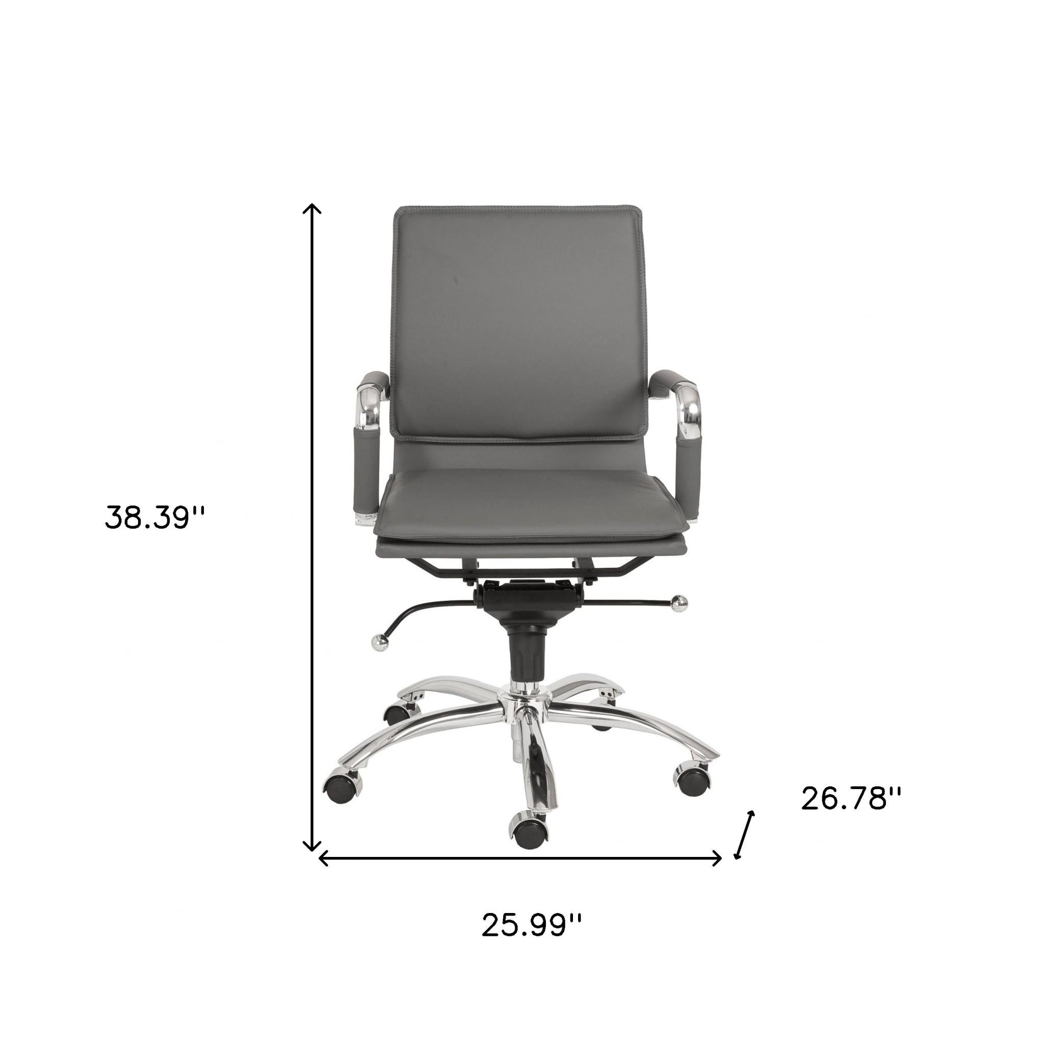 Silver and Gray Adjustable Swivel Faux Leather Rolling Conference Office Chair