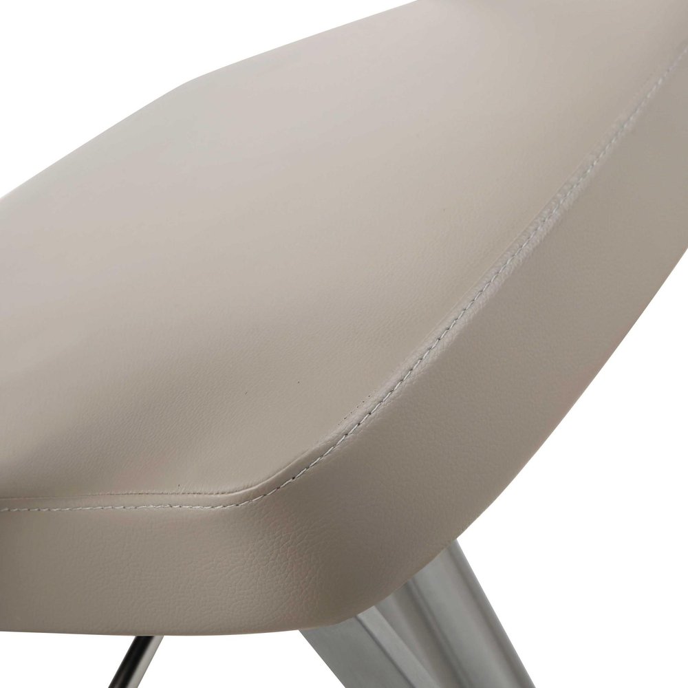 White And Silver Faux Leather And Steel Bar Chair