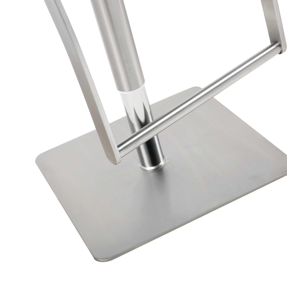 White And Silver Faux Leather And Steel Bar Chair