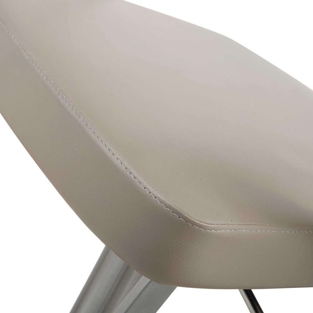 White And Silver Faux Leather And Steel Bar Chair