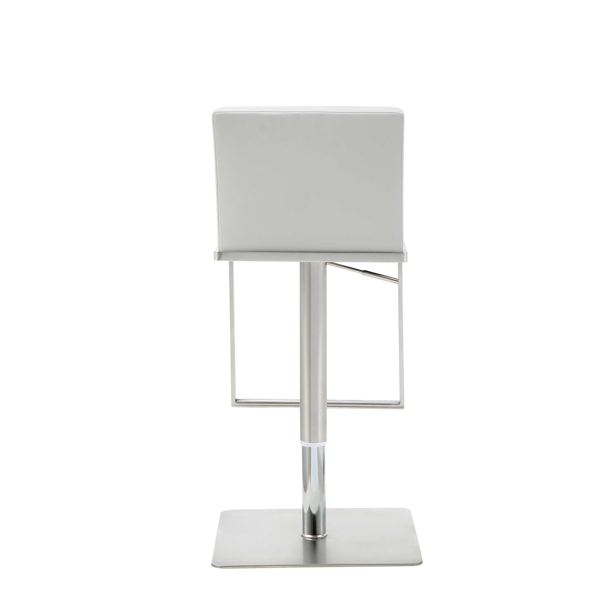 White And Silver Faux Leather And Steel Bar Chair