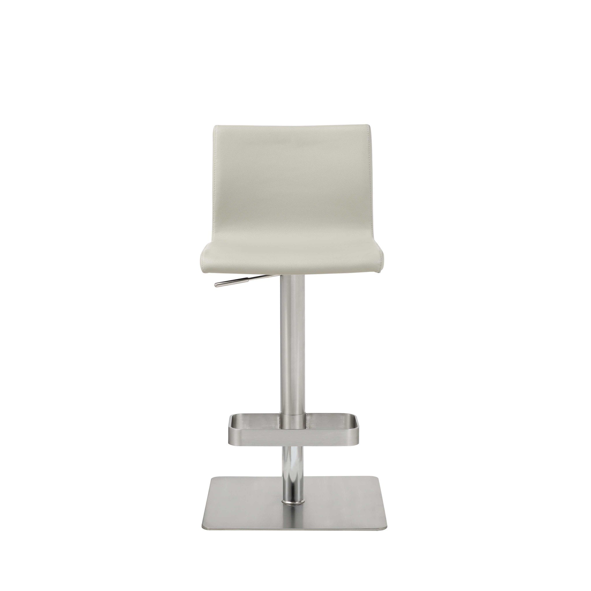Light Gray And Silver Faux Leather And Steel Counter Height Bar Chair