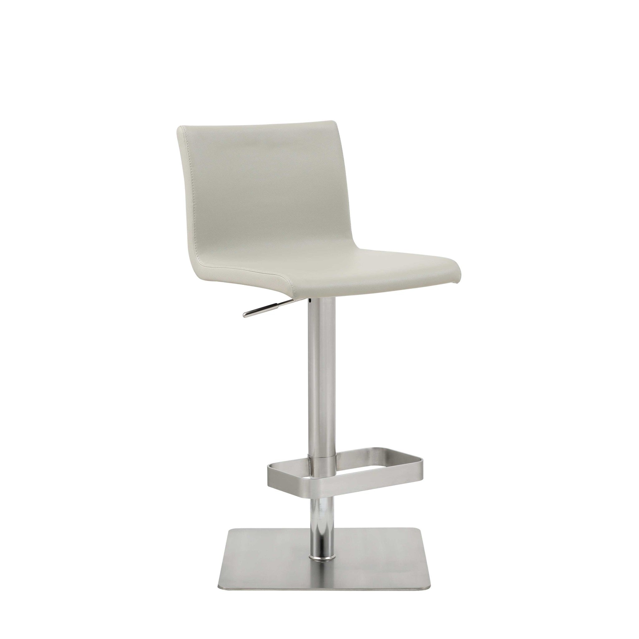 Light Gray And Silver Faux Leather And Steel Counter Height Bar Chair