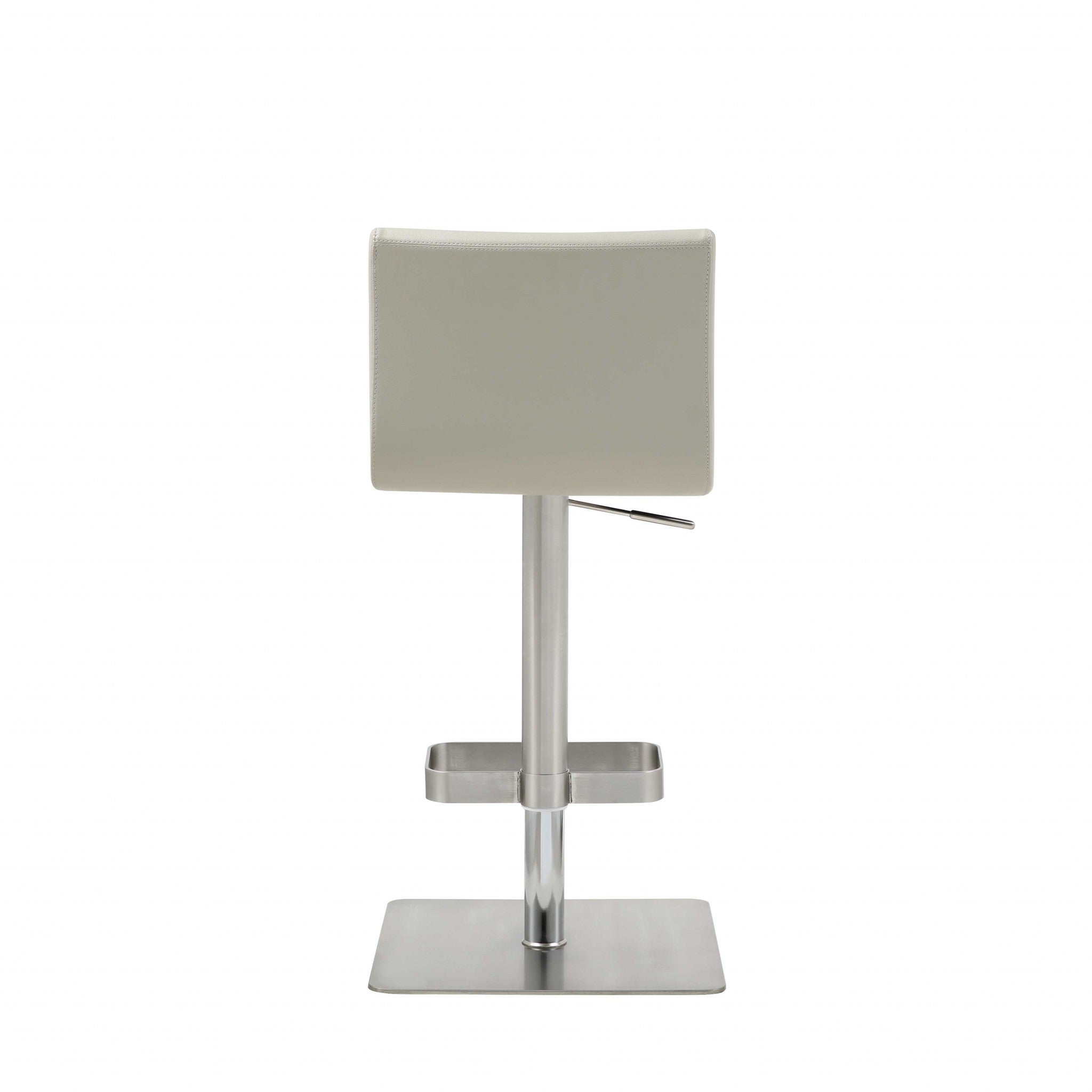 Light Gray And Silver Faux Leather And Steel Counter Height Bar Chair