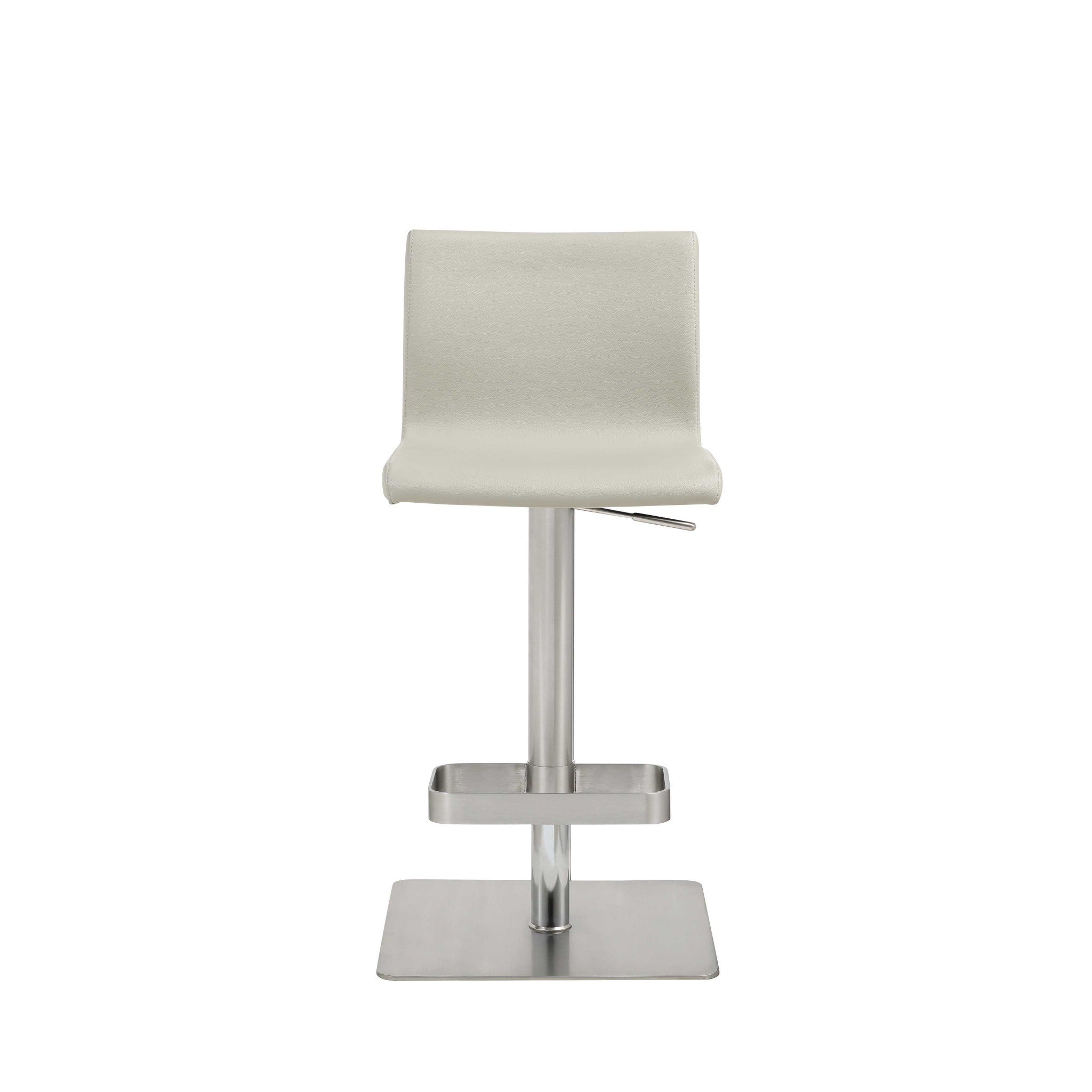 Light Gray And Silver Faux Leather And Steel Counter Height Bar Chair