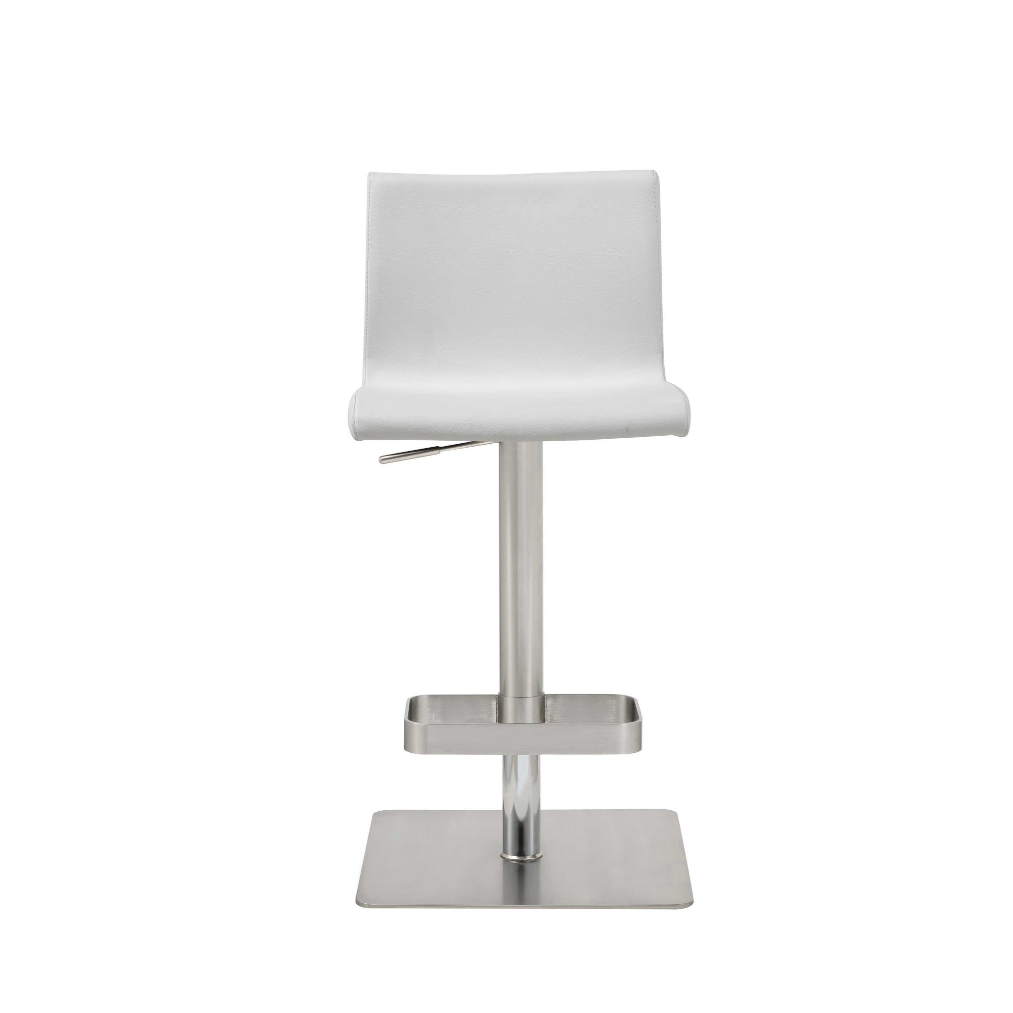 26 " White And Silver Stainless Steel Counter Height Bar Chair