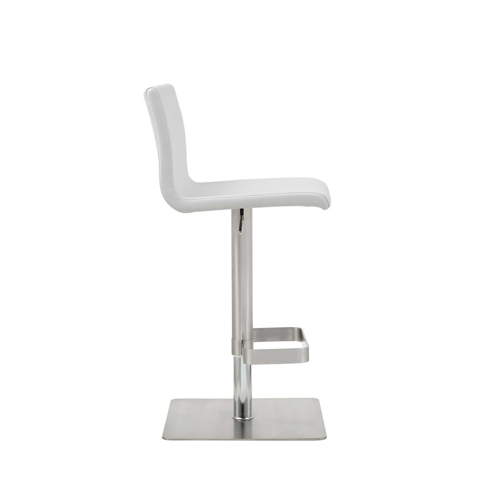 White And Silver Faux Leather And Steel Counter Height Bar Chair