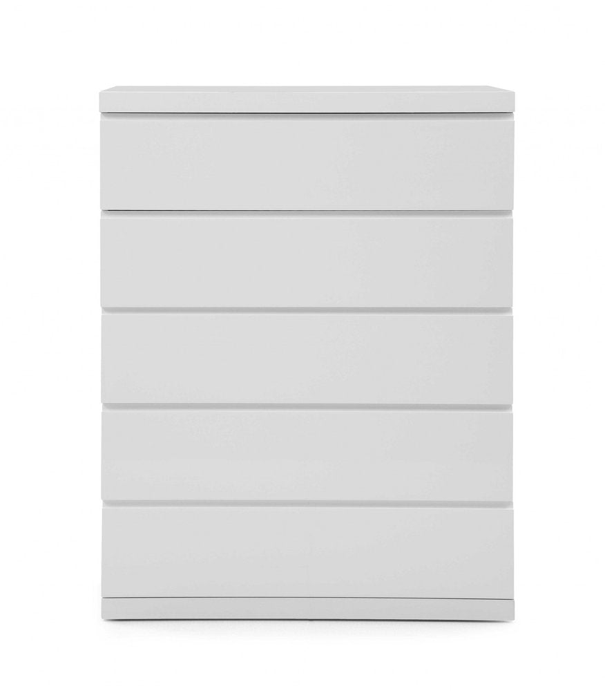 36" White Stainless Steel Five Drawer Dresser