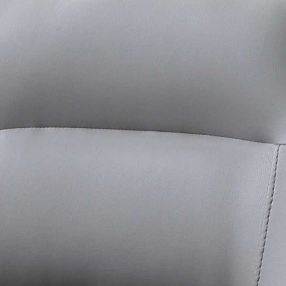 Set of Two Gray Upholstered Faux Leather Dining Side Chairs