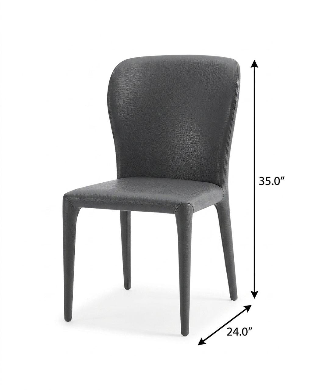 Set of Two Gray Upholstered Faux Leather Dining Side Chairs
