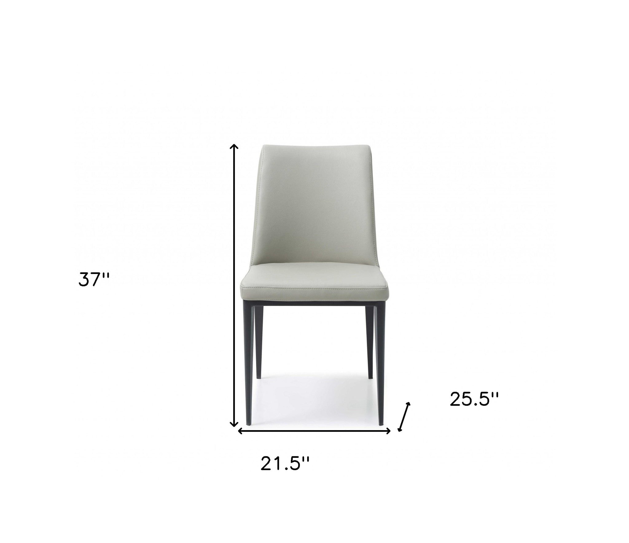 Set of Two Gray and Black Upholstered Faux Leather Dining Side Chairs