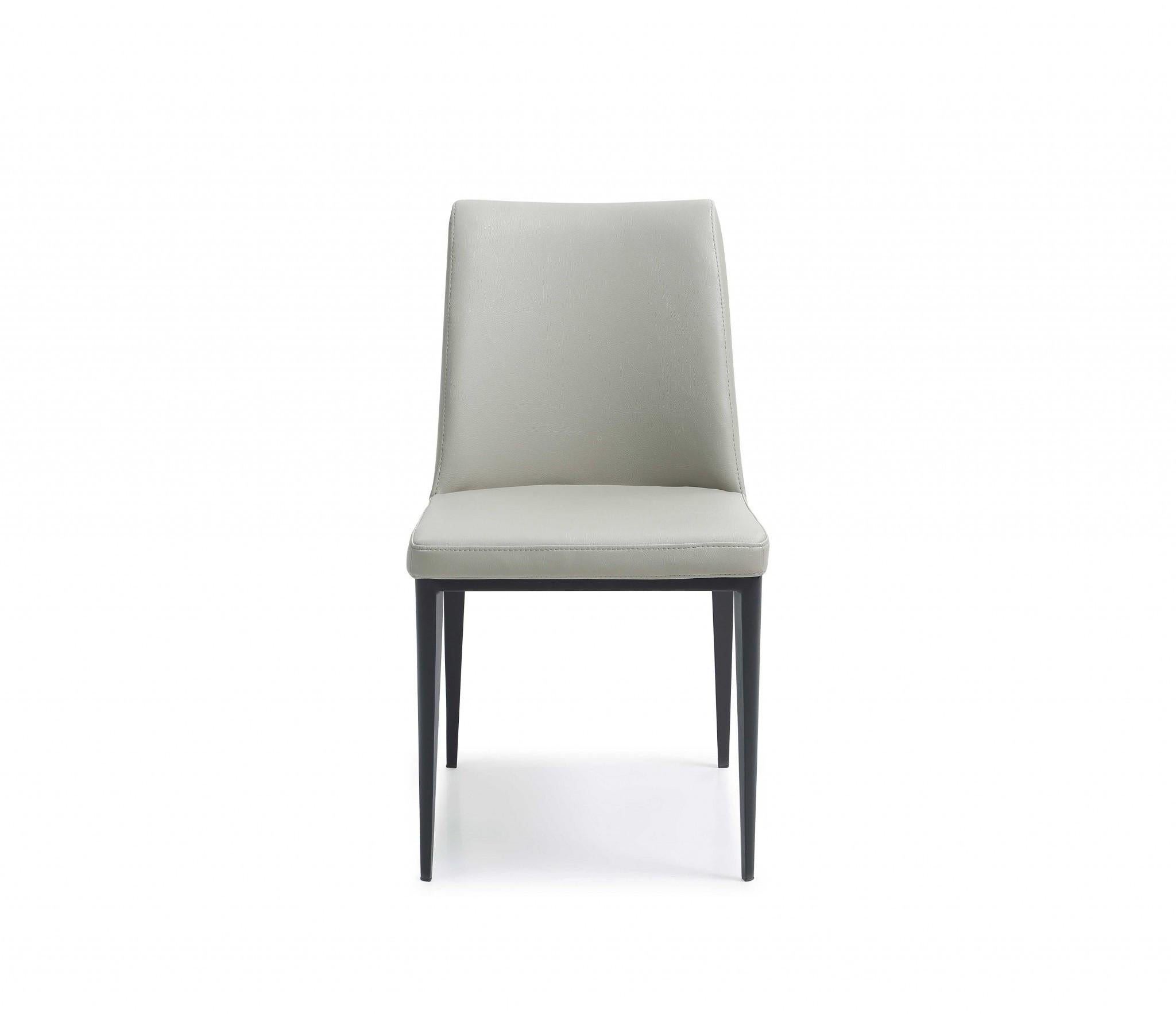 Set of Two Gray and Black Upholstered Faux Leather Dining Side Chairs