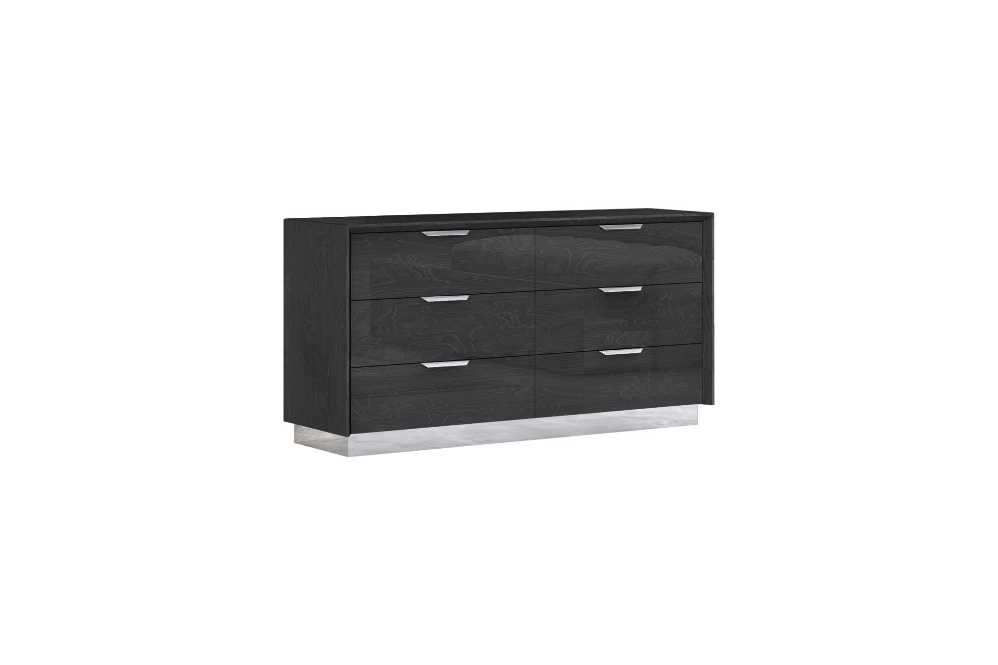 63" Grey Solid Wood Six Drawer Double Dresser