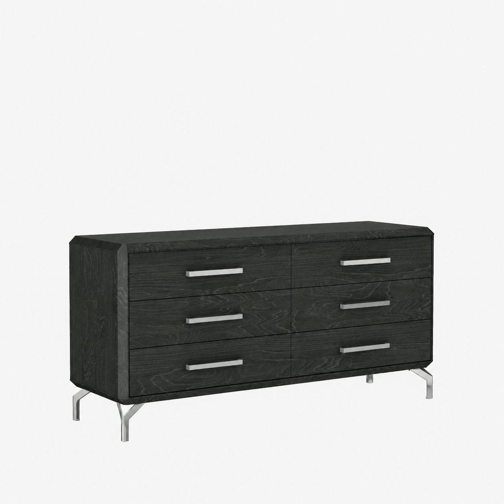 67" Clear Wood Six Drawer Dresser