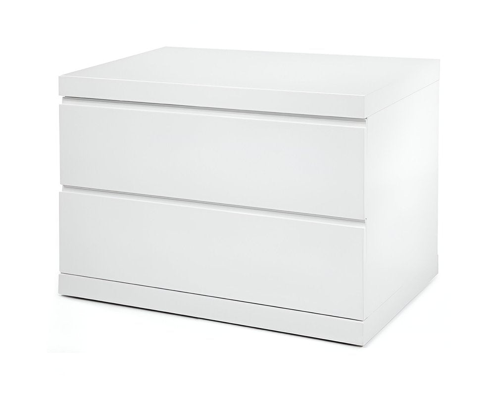 20" White Wood Two Drawer Nightstand