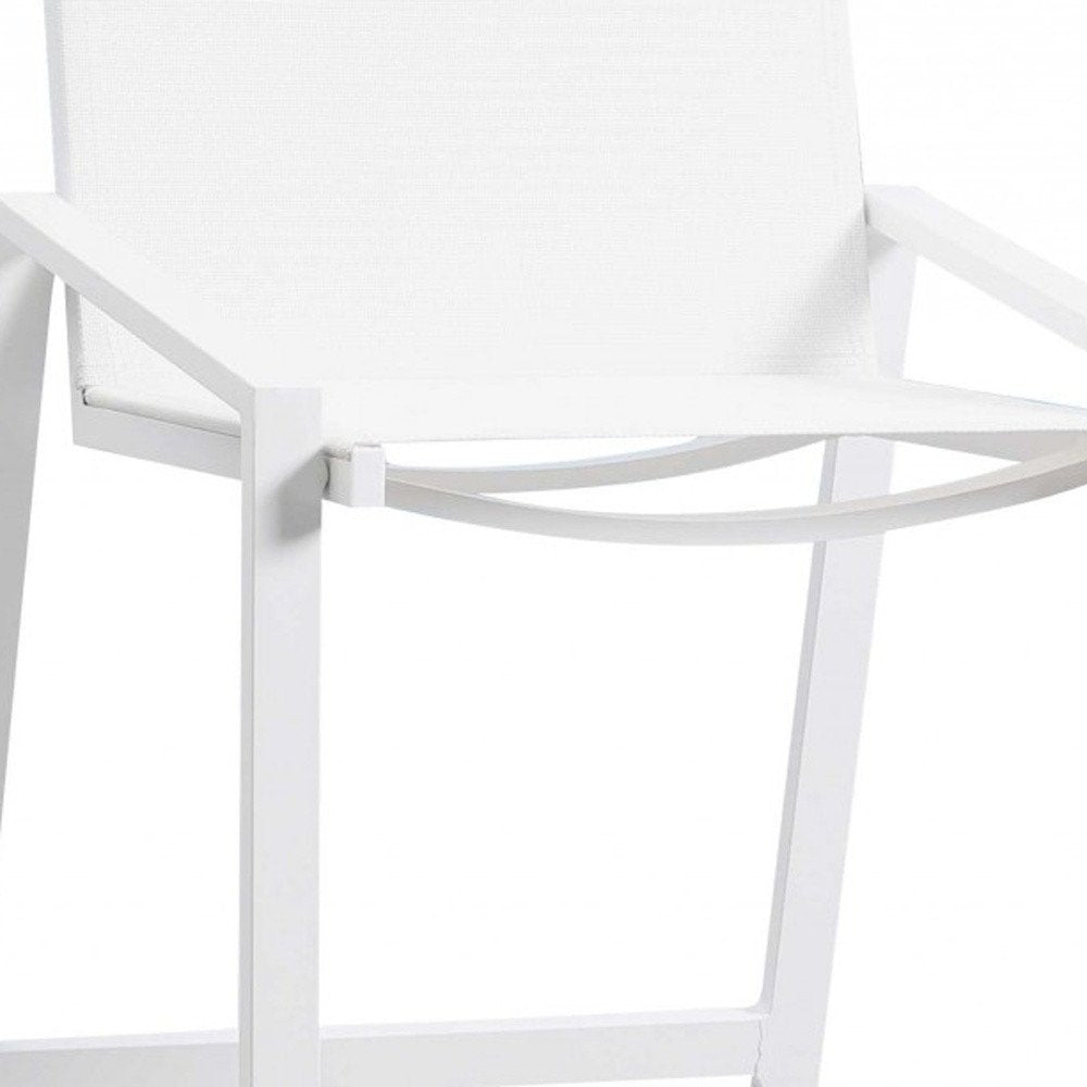 28" White Iron and Stainless Steel Counter Height Bar Chair