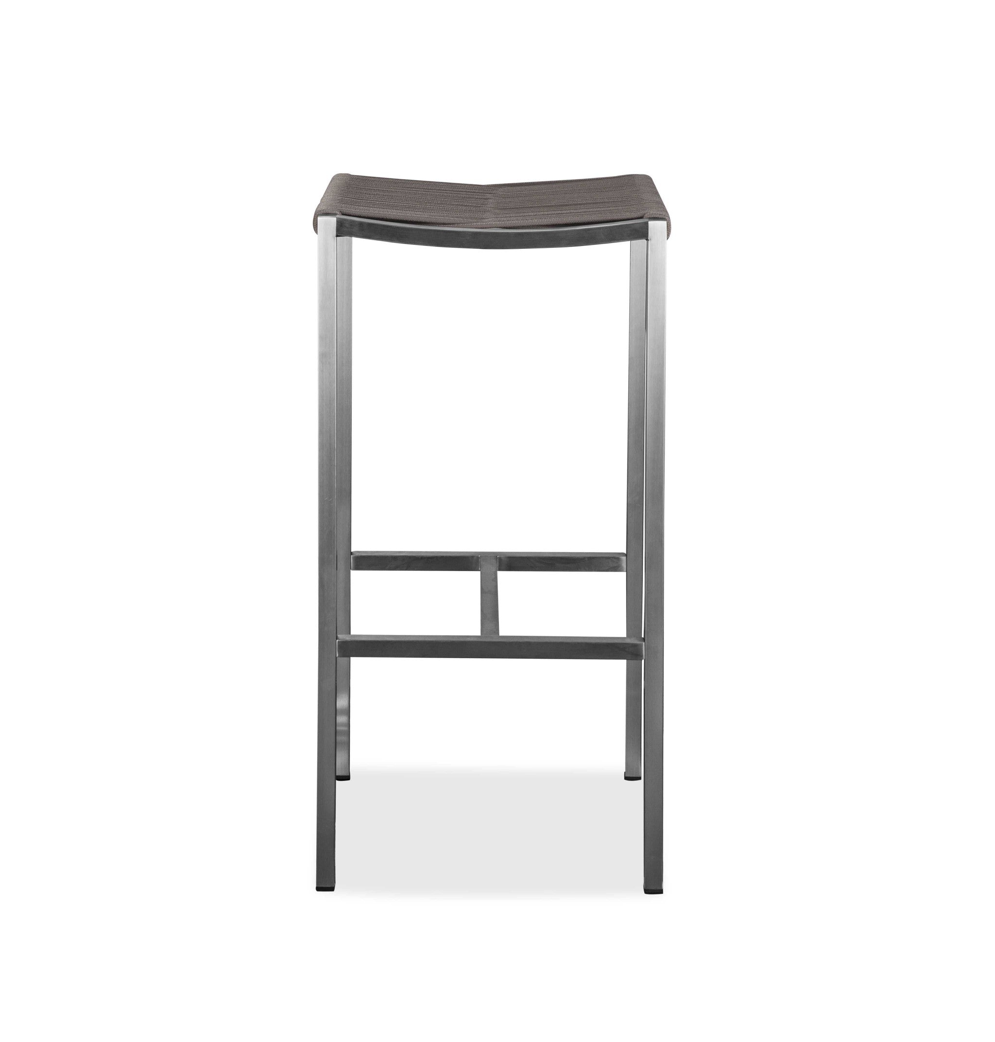 Set of Four 28" Brown And Silver Iron And Steel Backless Counter Height Bar Chairs