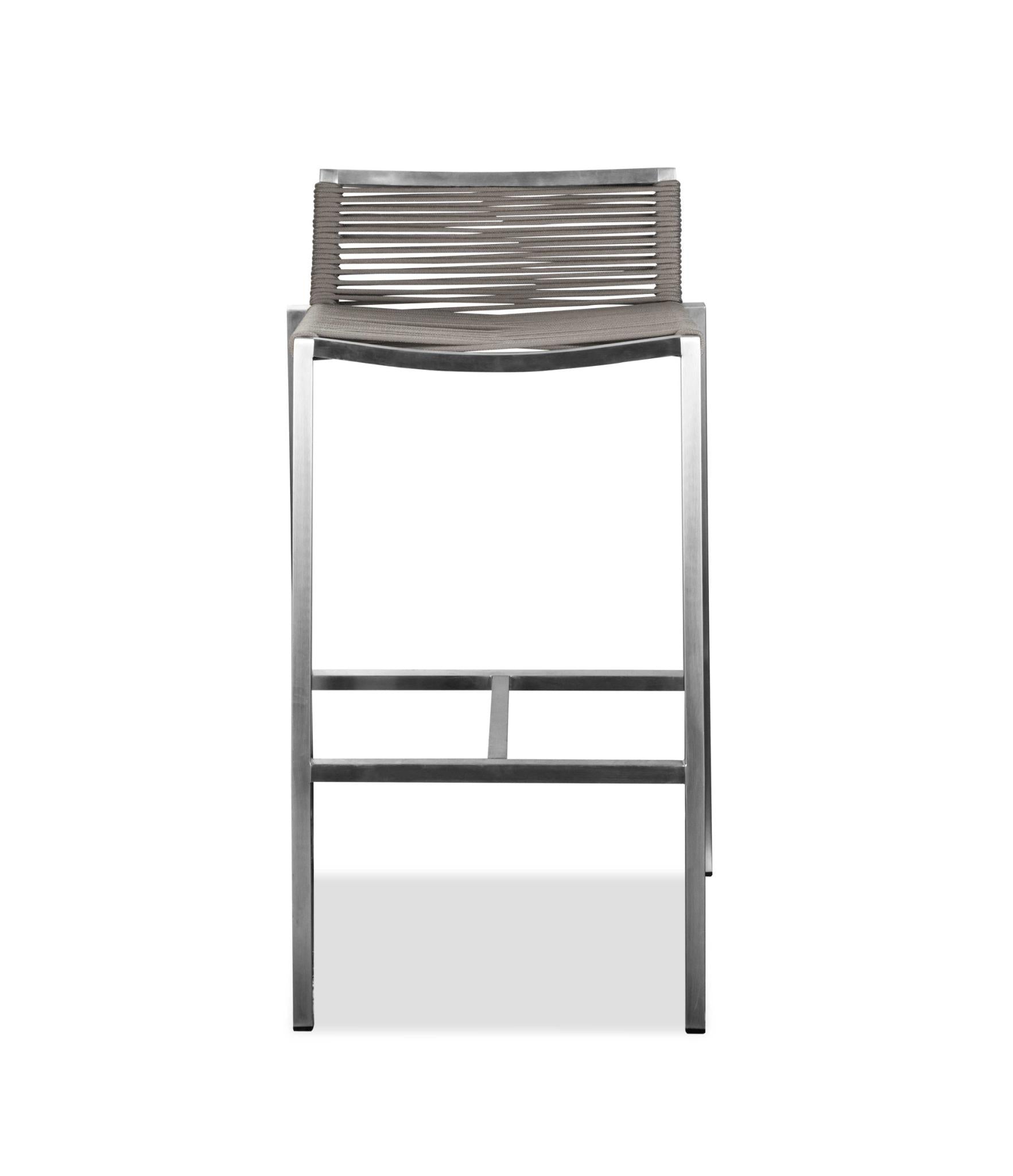 28" Brown And Silver Iron And Steel Low Back Bar Height Bar Chair