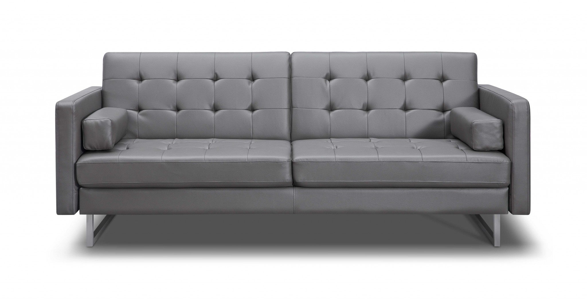 80" Gray Faux Leather Sofa With Silver Legs