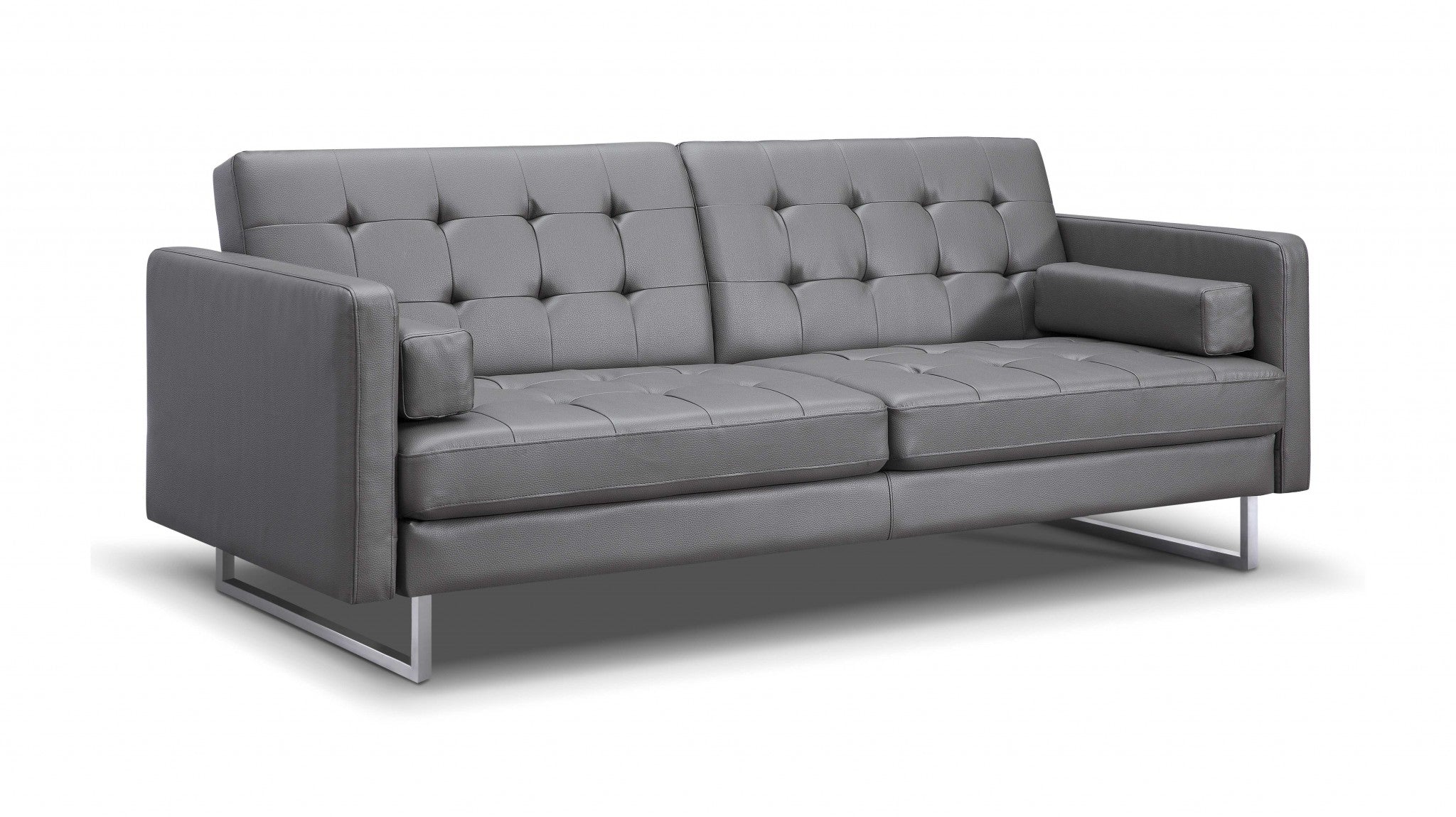 80" Gray Faux Leather Sofa With Silver Legs