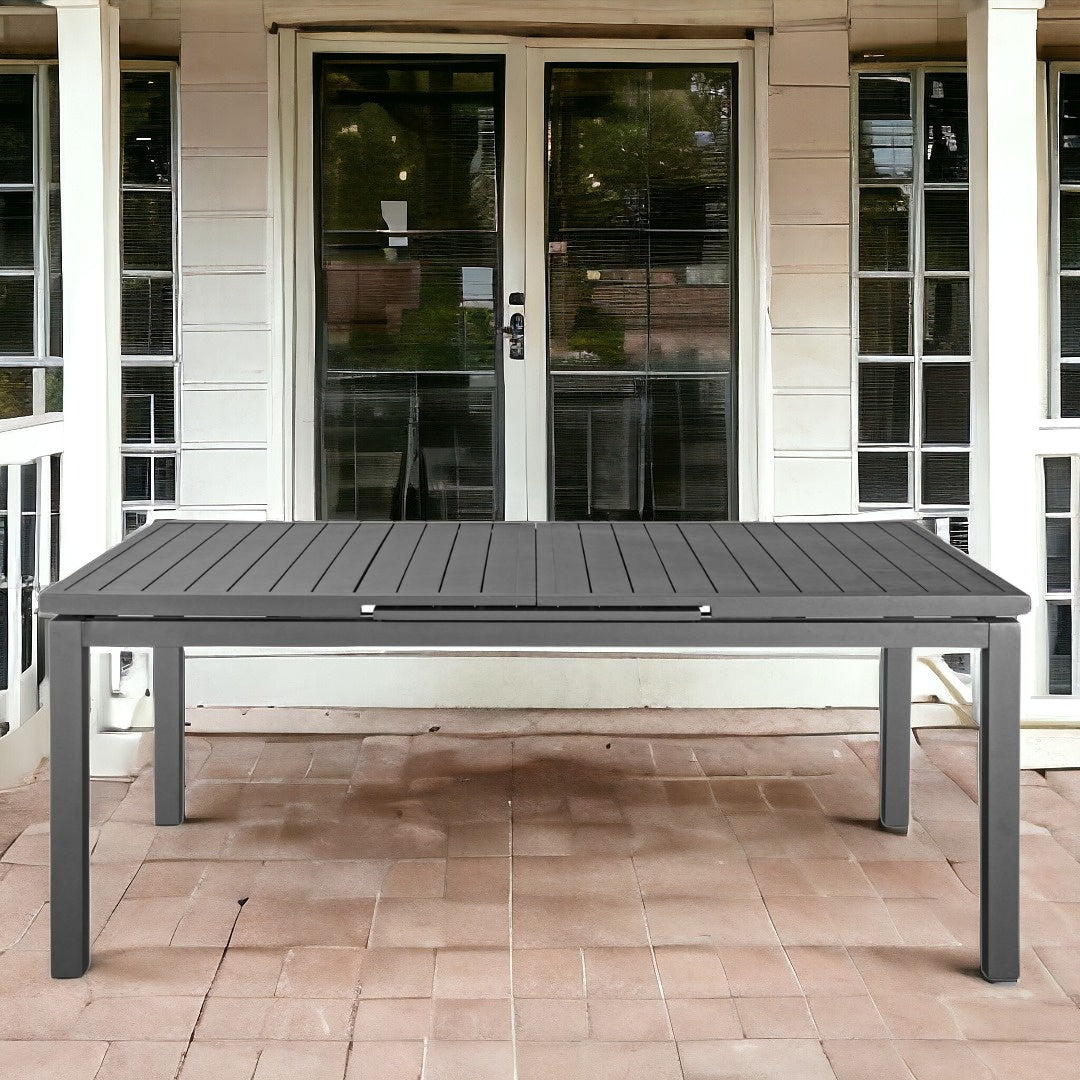71" Gray Aluminum Extendable Outdoor Dining Table