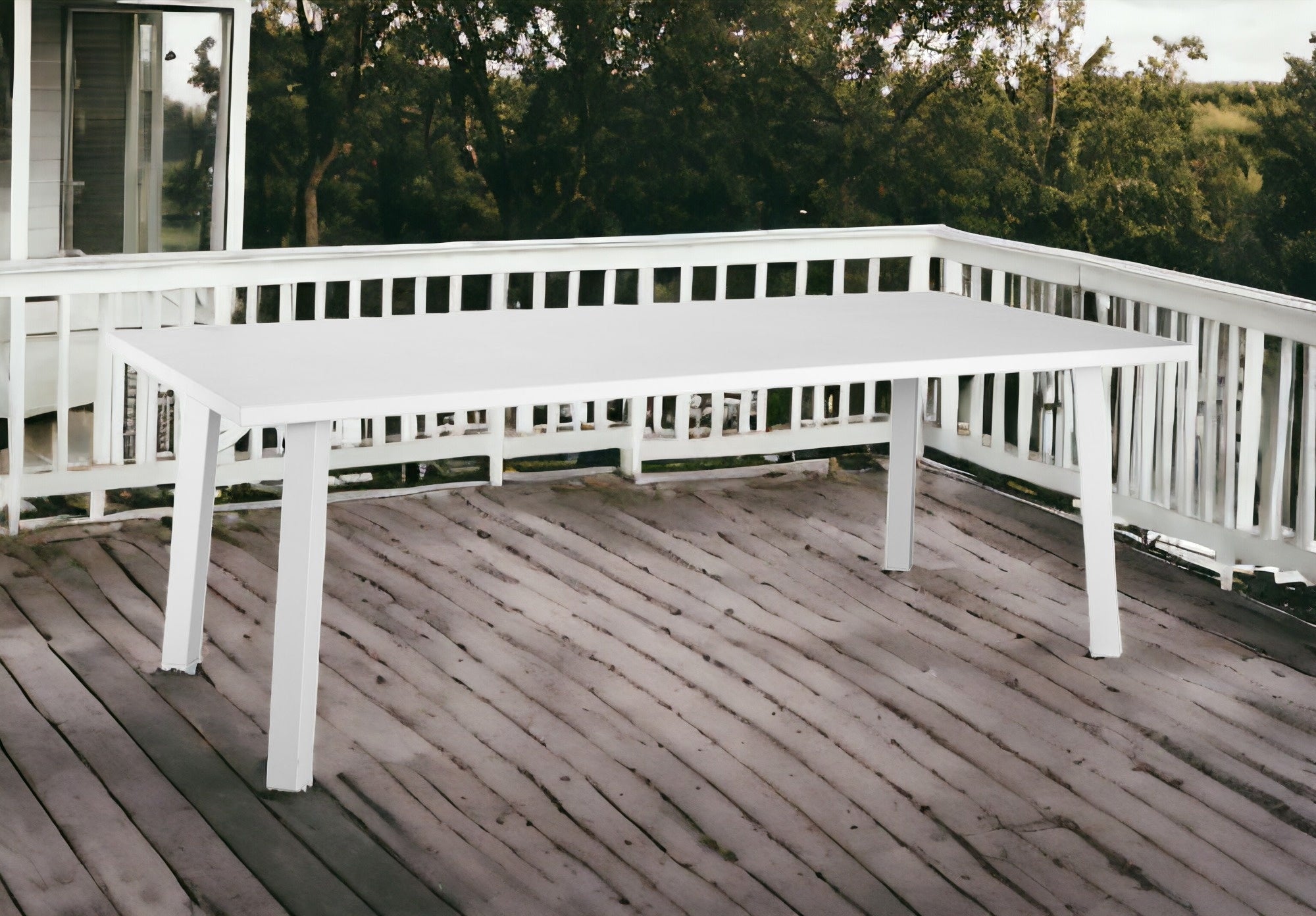 87" White Aluminum Outdoor Dining Table
