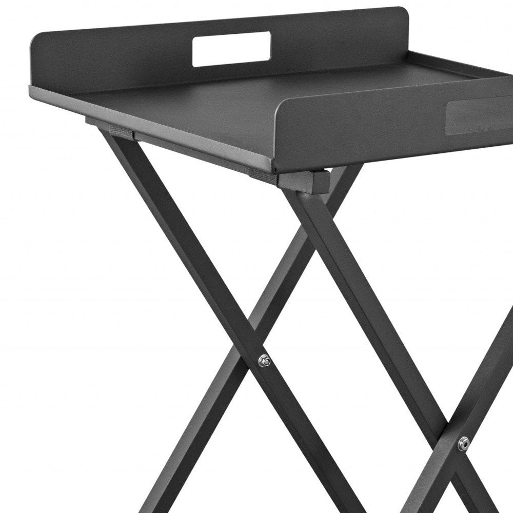 19" Gray Aluminum Outdoor Side Table