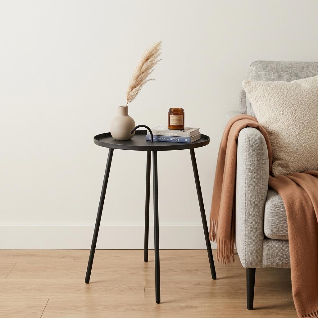 25" Gray Stainless Steel Round End Table