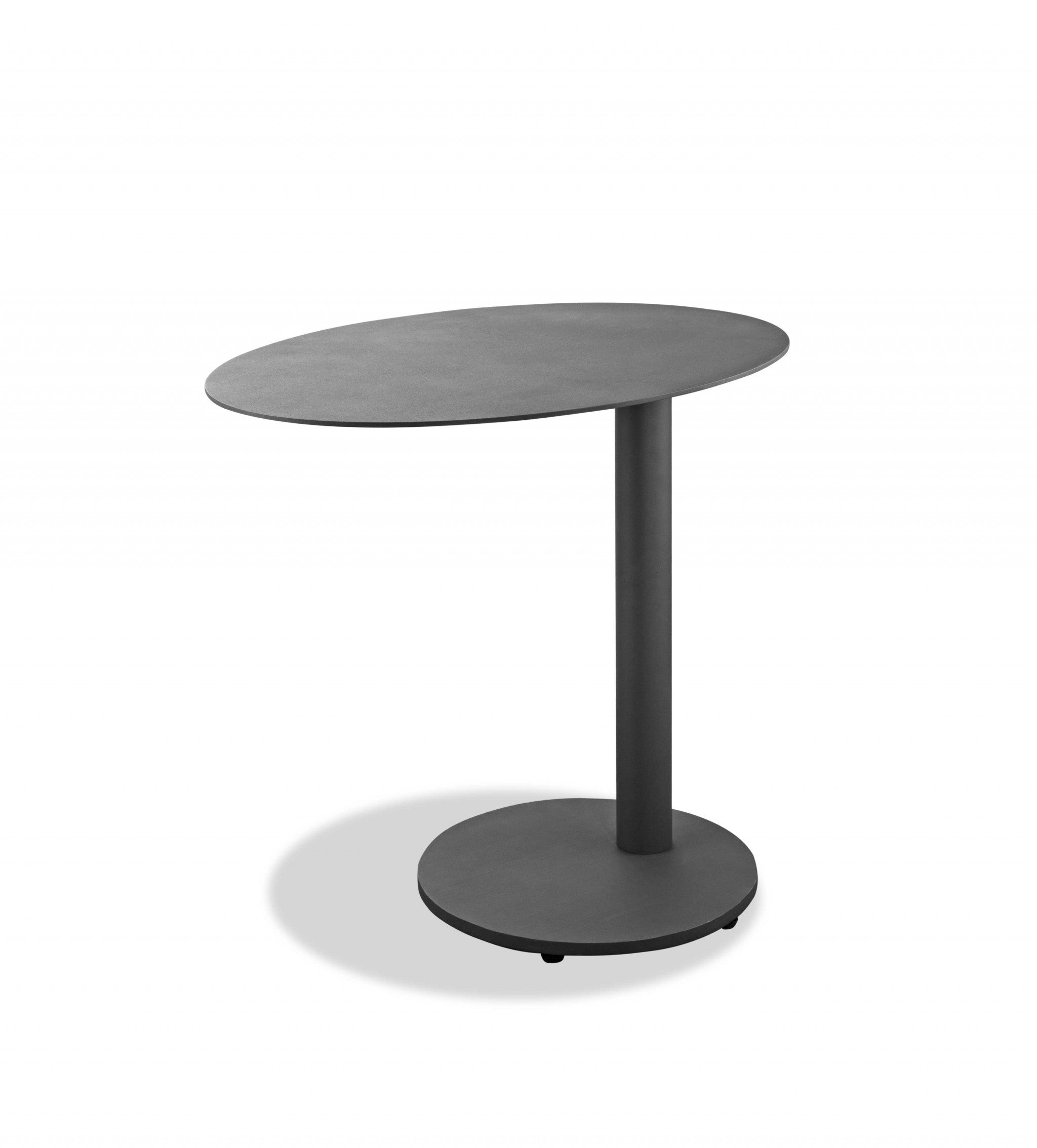 20" Gray Oval Aluminum Outdoor Side Table