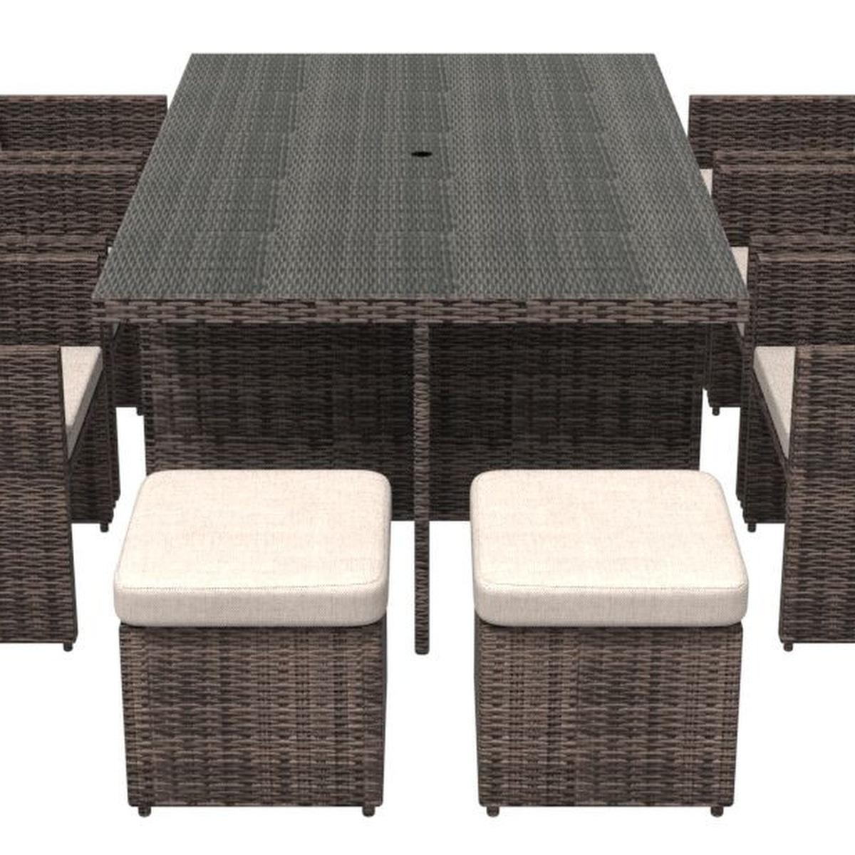 11 Piece Clear and Gray Glass Dining Set