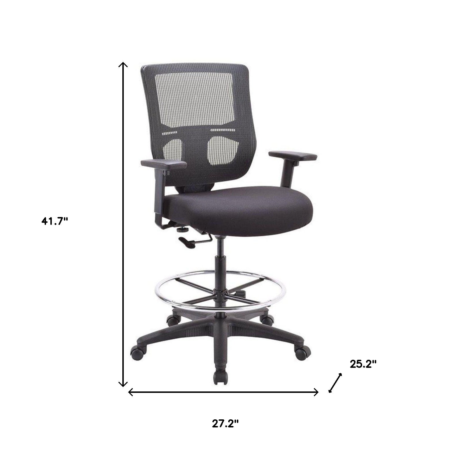 Black Adjustable Swivel Mesh Rolling Drafting Chair