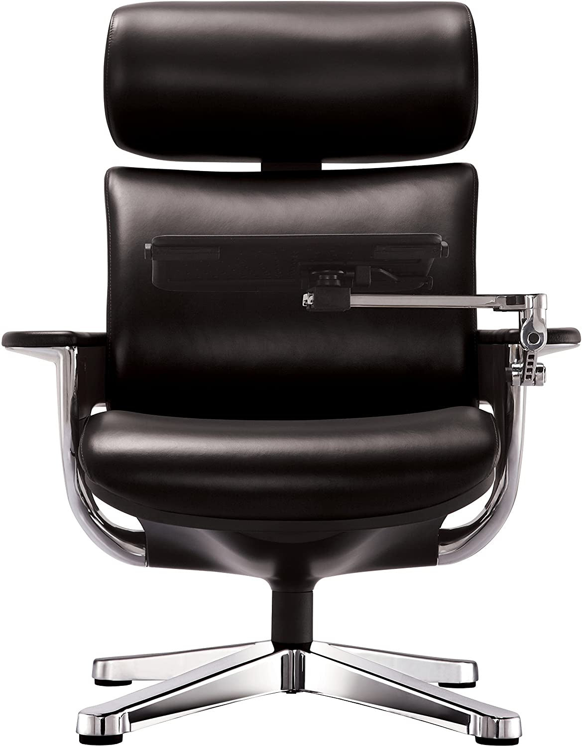 Black and Silver Swivel Faux Leather Executive Office Chair