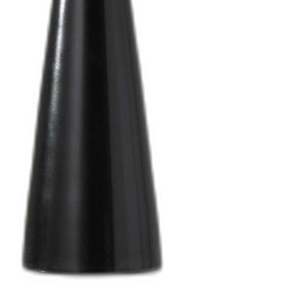 22" Black Metal Geo Triangle Table Lamp With Beige Drum Shade