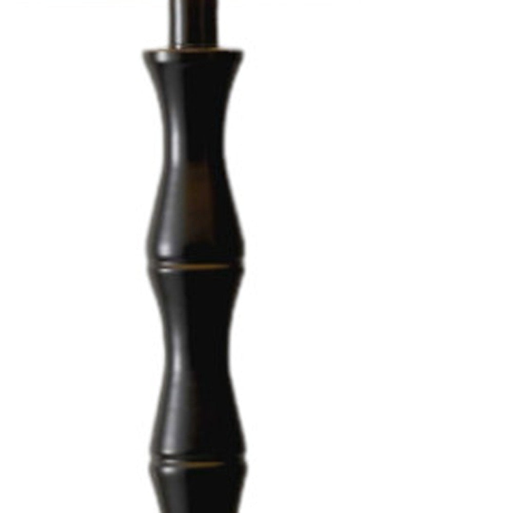 62" Brown And Black Floor Lamp With Beige Burlap Shade