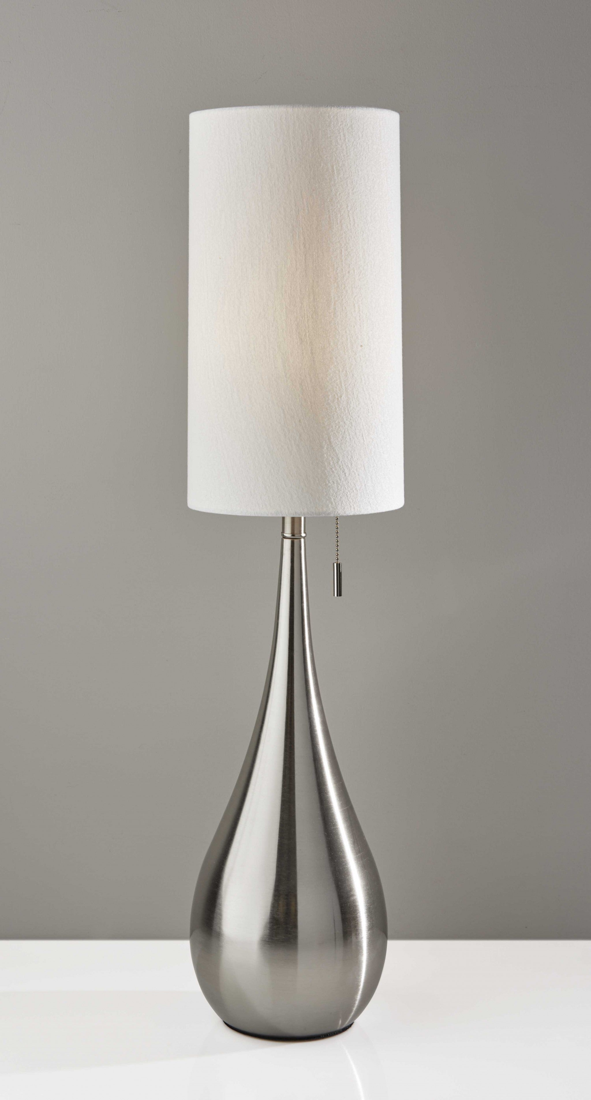 35" Brushed Steel Metal Teardrop Table Lamp