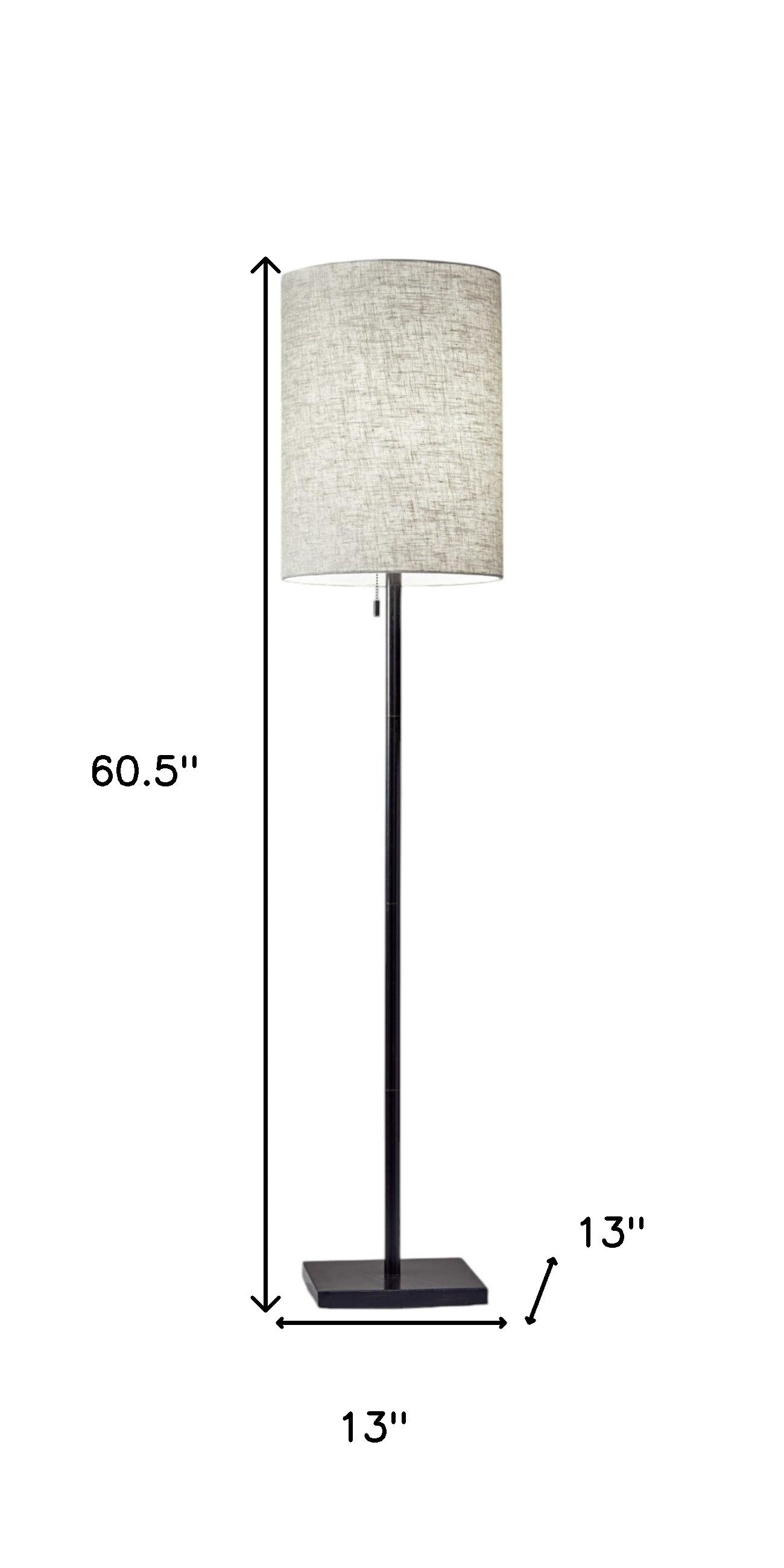 61" Bronze Metal Floor Lamp With Beige Fabric Shade