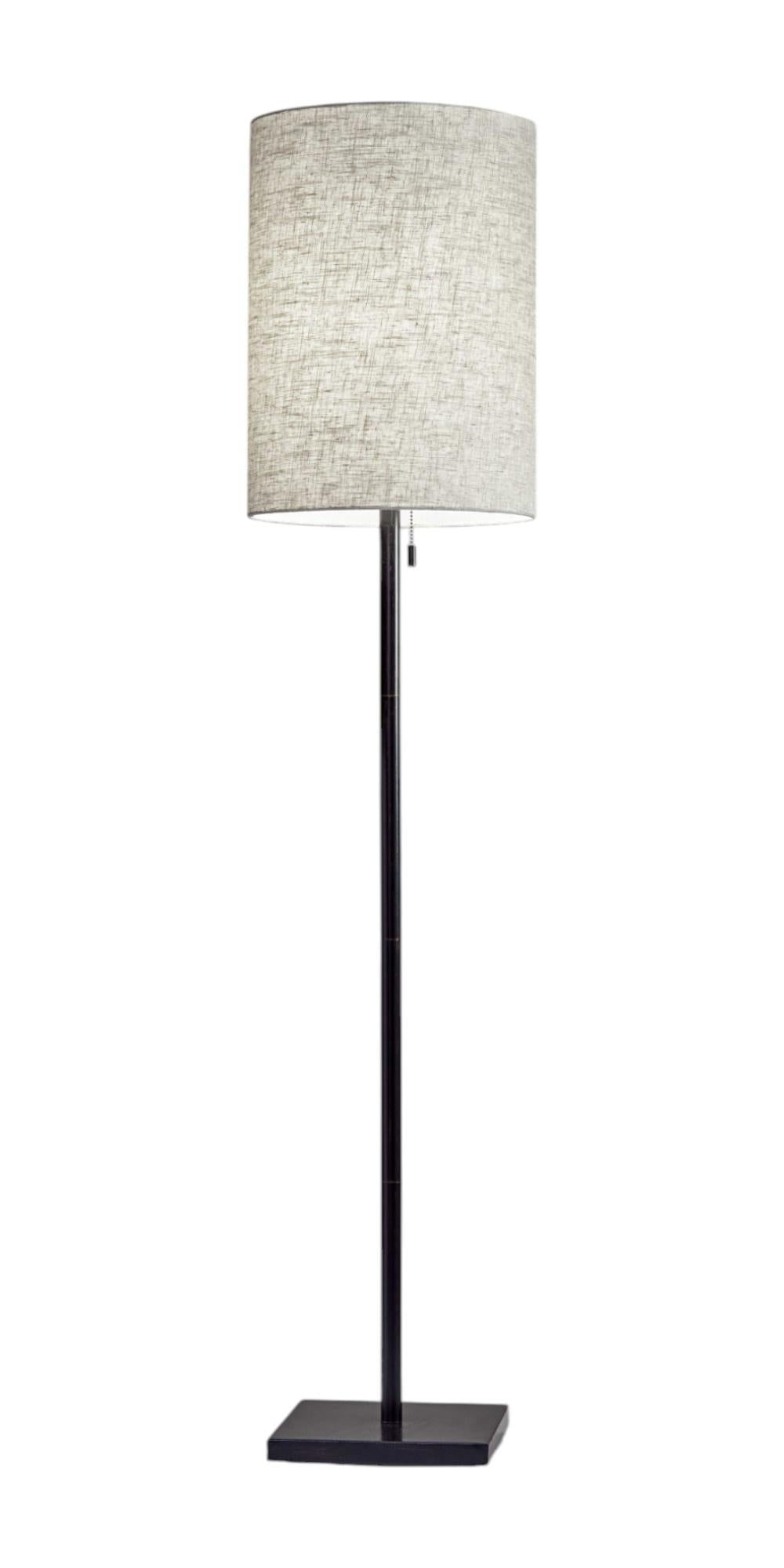 61" Bronze Metal Floor Lamp With Beige Fabric Shade
