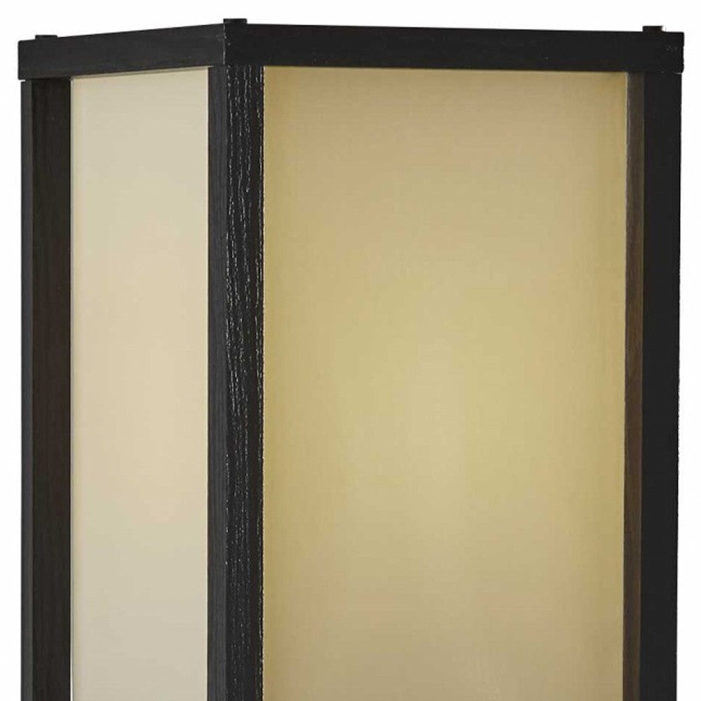 63" Black And White Solid Wood Column Floor Lamp With White Fabric Square Shade