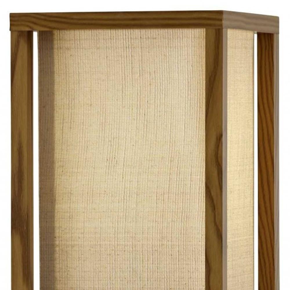63" Black And White Solid Wood Column Floor Lamp With White Fabric Square Shade