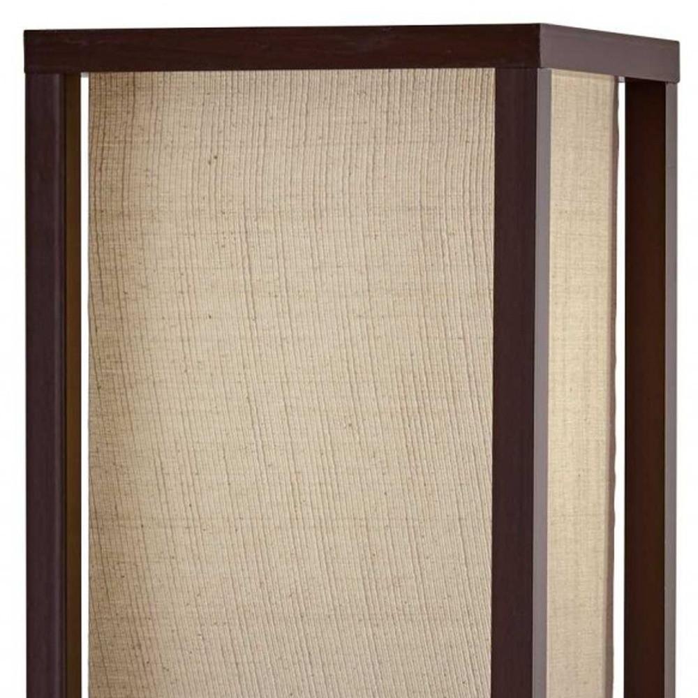 63" Black And White Solid Wood Column Floor Lamp With White Fabric Square Shade