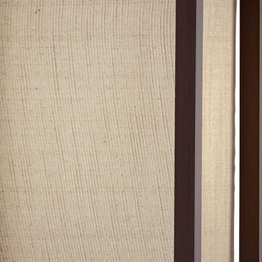 63" Brown Column Floor Lamp With Beige Fabric Square Shade