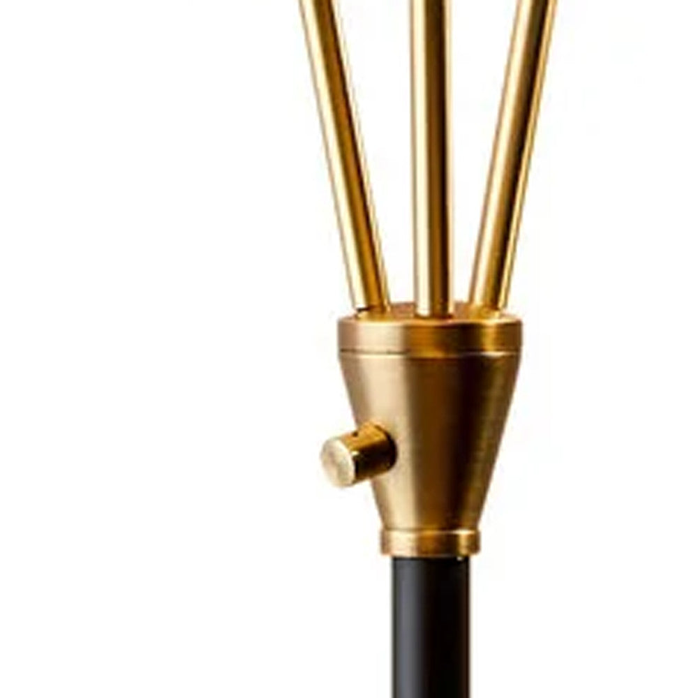 66" Black And Gold Metal Three Light Novelty Floor Lamp With Black Metal Cone Shade