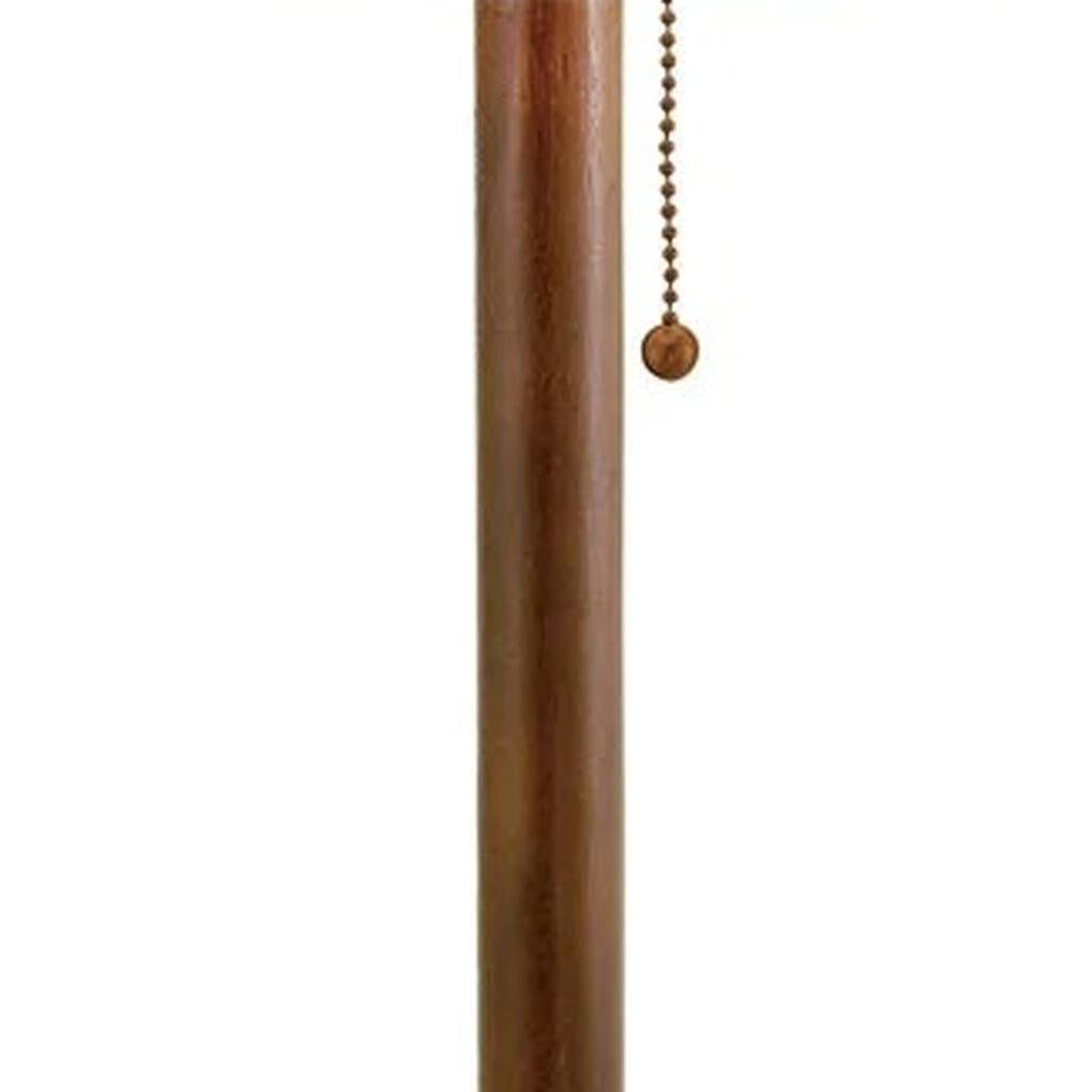 31" Walnut Solid Wood Standard Table Lamp With Beige Shade