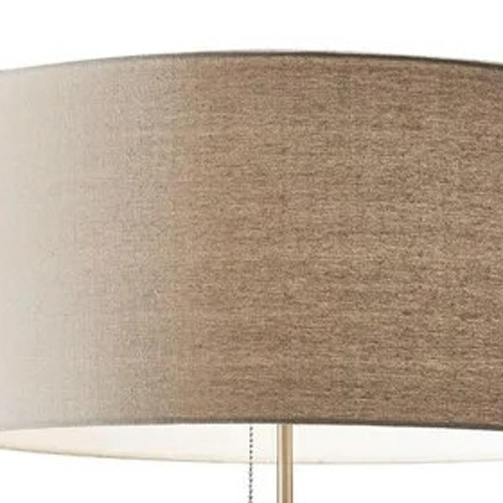 66" Brown Floor Lamp With Brown Fabric Drum Shade