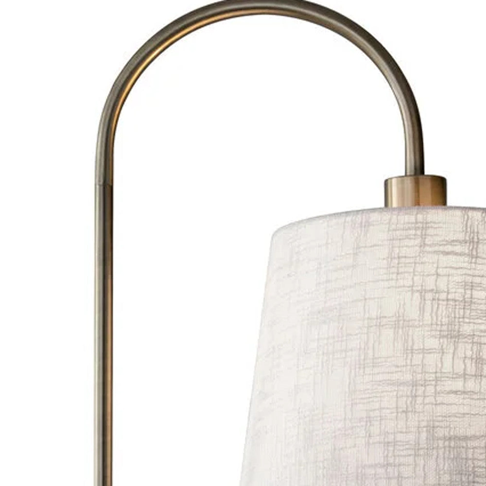 65" Black And Brass Tray Table USB Floor Lamp With Wood Shelf