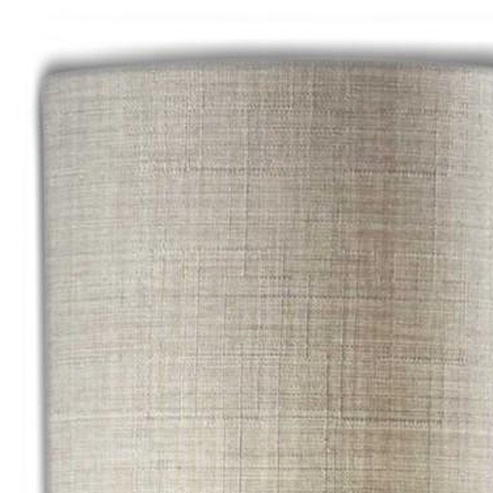 Brass Metal Two Light Novelty Floor Lamp With White Fabric Drum Shade