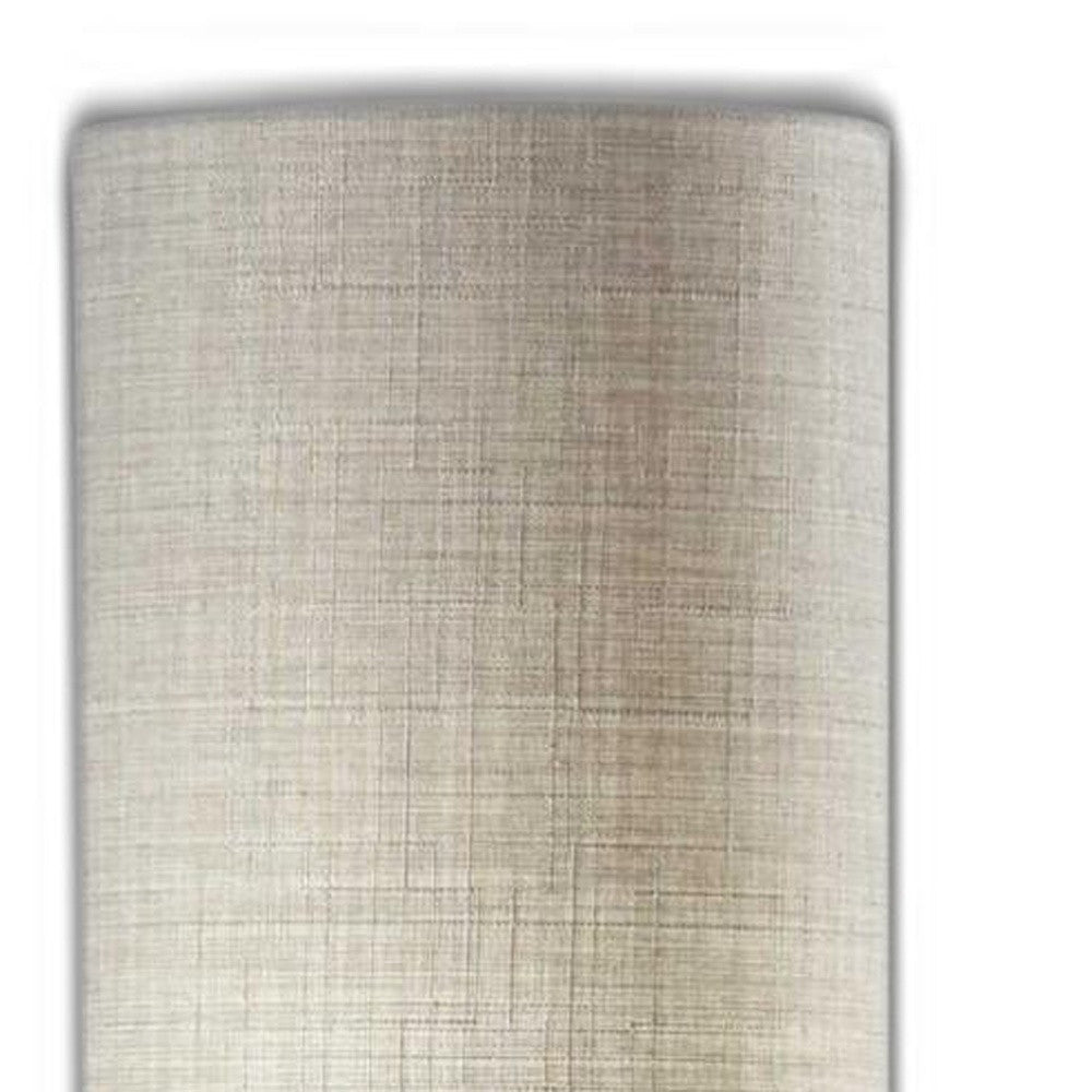 70" Brass Two Light Novelty Floor Lamp With White Fabric Drum Shade