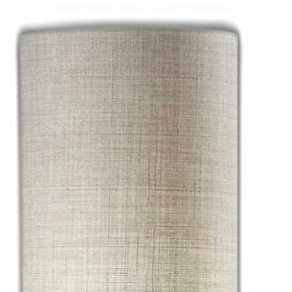 Brass Metal Two Light Novelty Floor Lamp With White Fabric Drum Shade